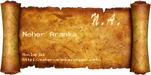 Neher Aranka névjegykártya